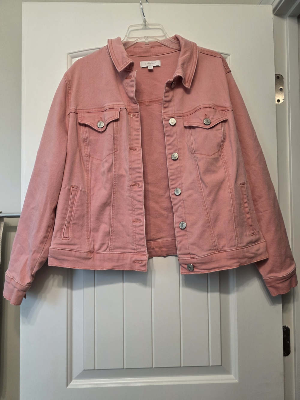 new directions Pink Denim Jacket with Button Front